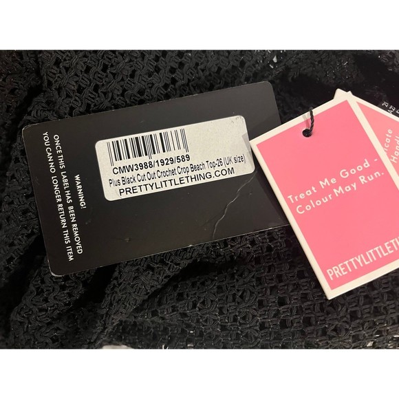 Black cut out crotchet cover up crop beach top by Prettylittlething XXL BNWT - Picture 8 of 9